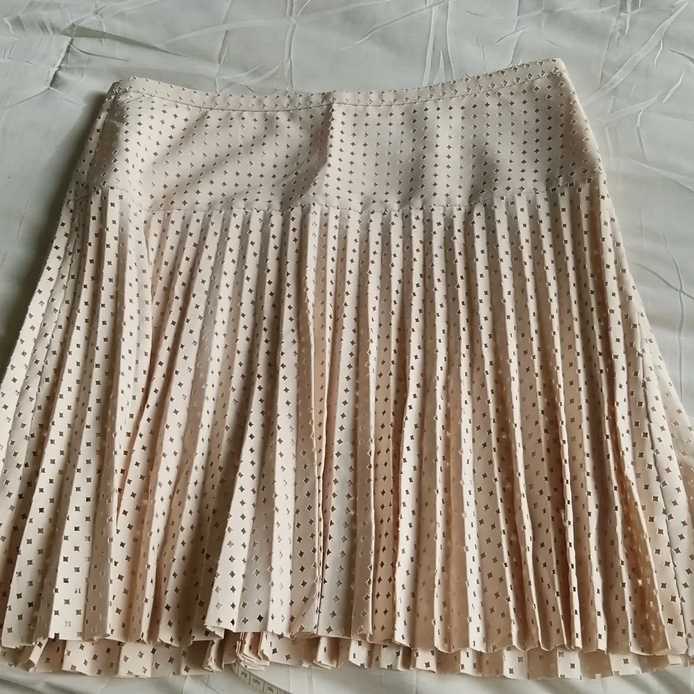 NWOT J.Crew Laser-Cut Pleated Women’s Skirt In Beige Size 6